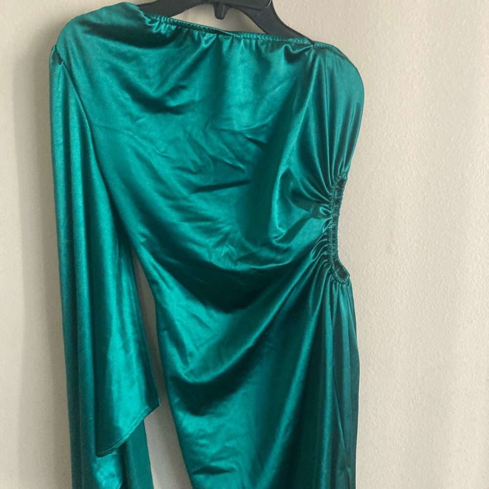 Elegant Teal Satin Dress